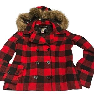 PINK Victoria's Secret Buffalo Lined Winter Coat hoodie - size Large
